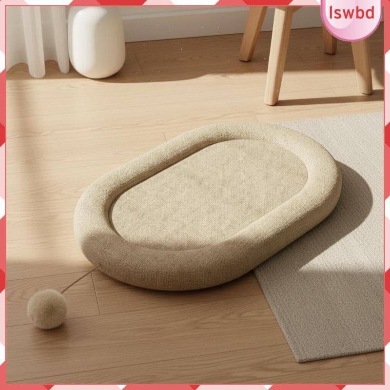 [Lswbd] Cama Arranhadora Para Gatos Design Oval Superfície De Juta Tapete De Afiação De Garras De Gato Acessório Salão D