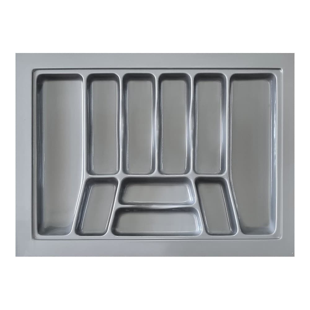 Organizador Divisor Talheres Gaveta Cozinha10 Divisórias Resistente Cinza OG-74