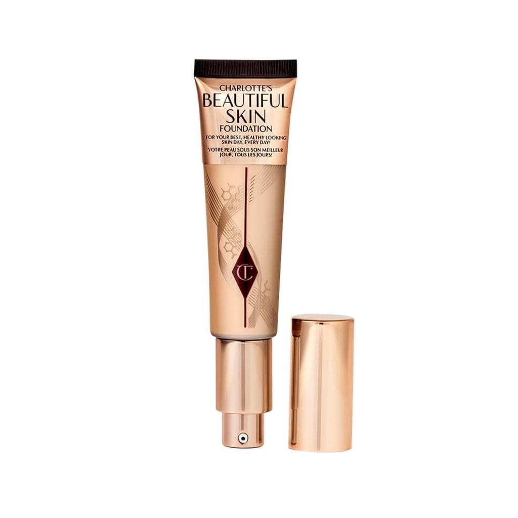 Base Hidratante de Cobertura Média Charlotte Tilbury Beautiful Skin - Maquiagem Líquida Modulável para Brilho Instantâne