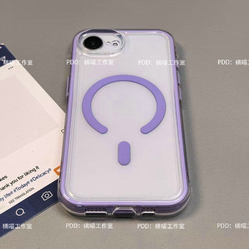 Capa para iPhone 17 16 15 14 Pro/ProMax, Dupla Camada 2 em 1, Furos de Precisão, Colorida, Transparente, Magnética, Anti
