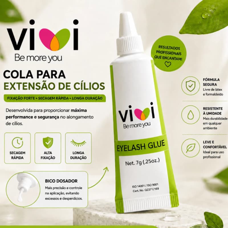 Cola Para Cílios Postiços VIVI 7g Fixação Segura e Duradoura COR Branco