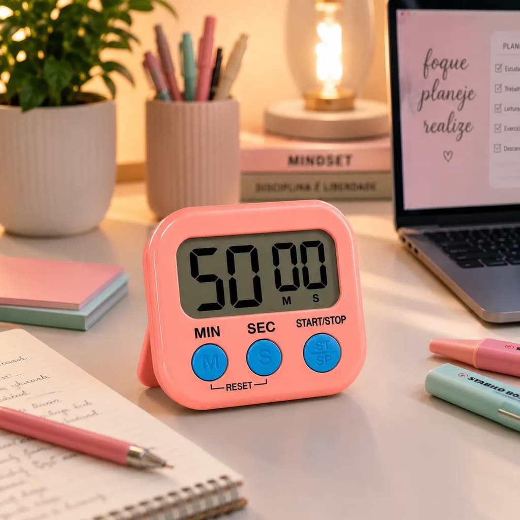 Timer Digital De Cozinha Data Cronômetro De Mão Academia Imã