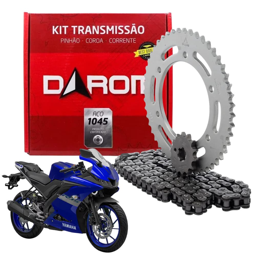 Kit Relação Transmissão Darom Com Retentor Yamaha R15 2022 a 2026 Aço
