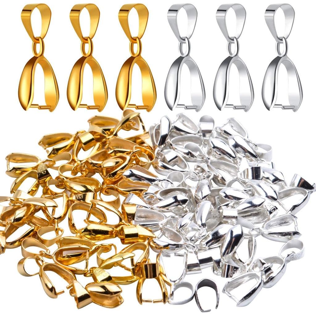 Aylifu 60 peças Conectores de Pingente com Fecho de Pressão para Joias, Dourado e Prateado (8 * 19mm)