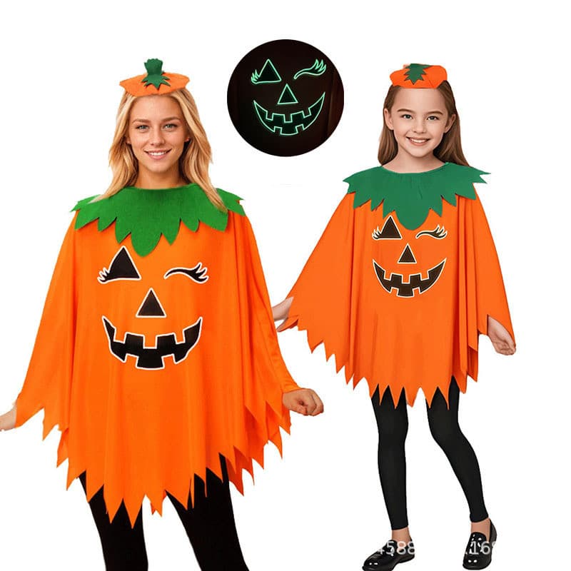 Halloween abóbora traje crianças luminoso adulto Role-Playing bandana saco de doces capa de abóbora