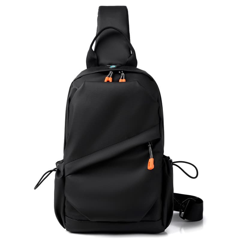 Bolsa transversal esportiva masculina simples, à prova d'água, de cor sólida, para ombro ou peito.