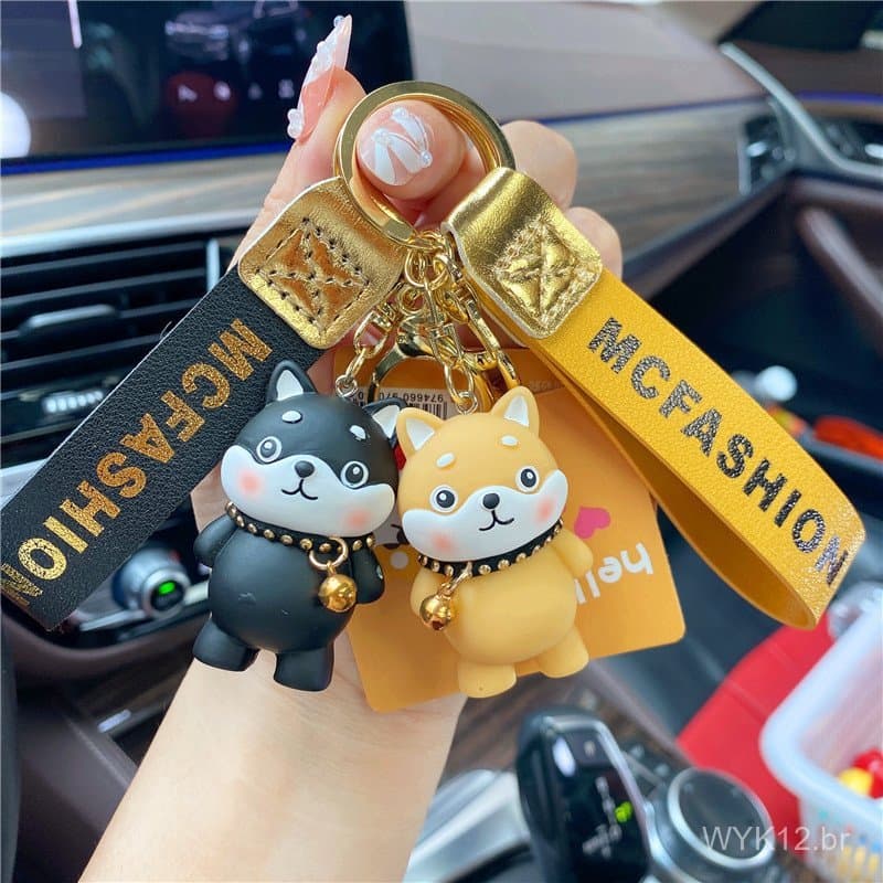 Chaveiro de carro criativo e requintado da influenciadora Wangchai, com boneca feminina Shiba Inu, pingente para bolsa d