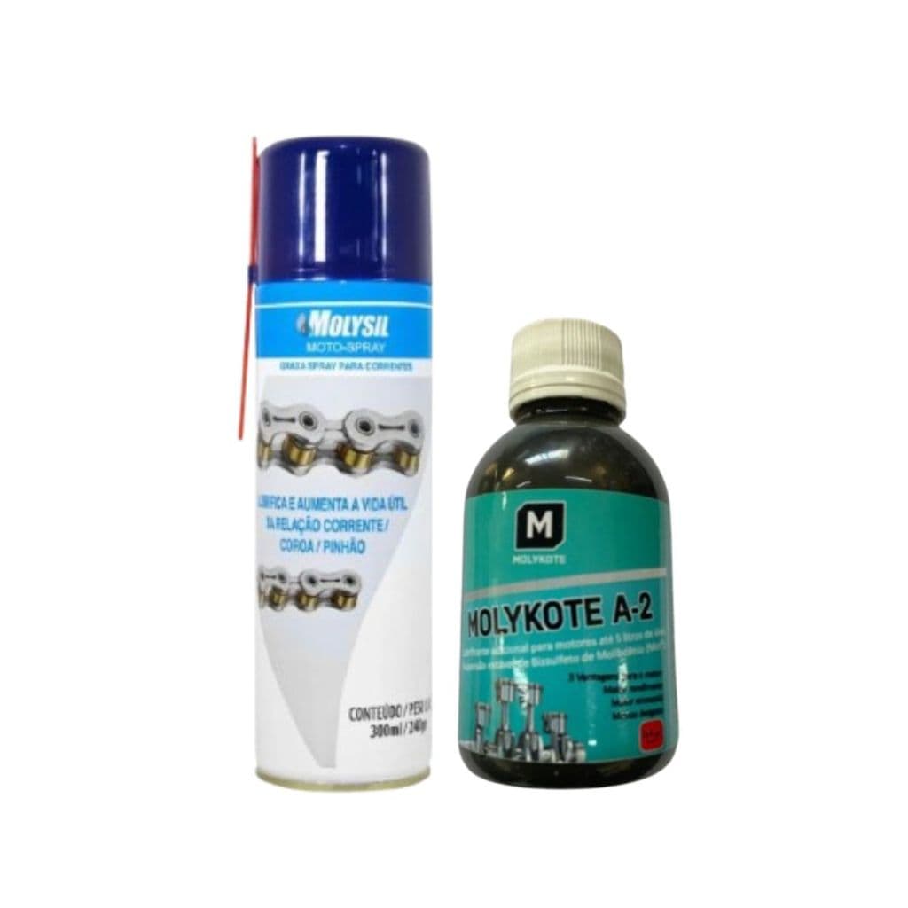 Kit Molykote A2 100ml Aditivo MoS2 Molysil Moto Spray 300ml Bissulfeto De Molibdênio