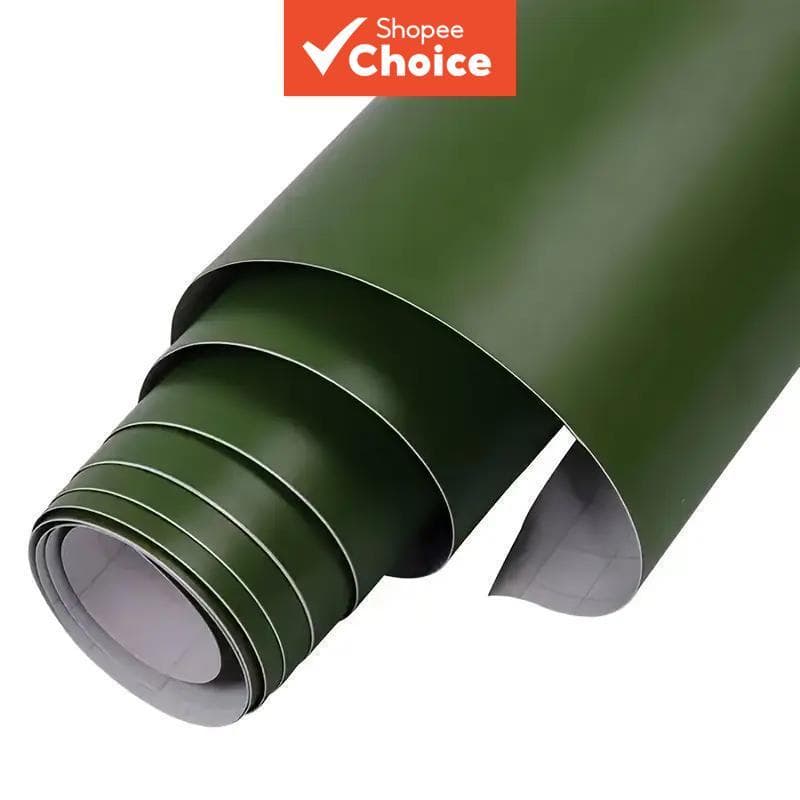 Rolo de Vinil Verde Militar Fosco com Liberação de Ar, Adesivo Autocolante DIY para Embrulho de Carro e Motocicleta