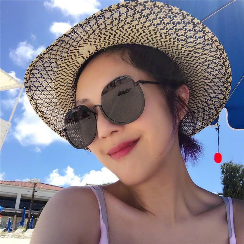 Estilo coreano na moda preto óculos de sol feminino verão protetor solar High-End ins estilo óculos de sol influenciador