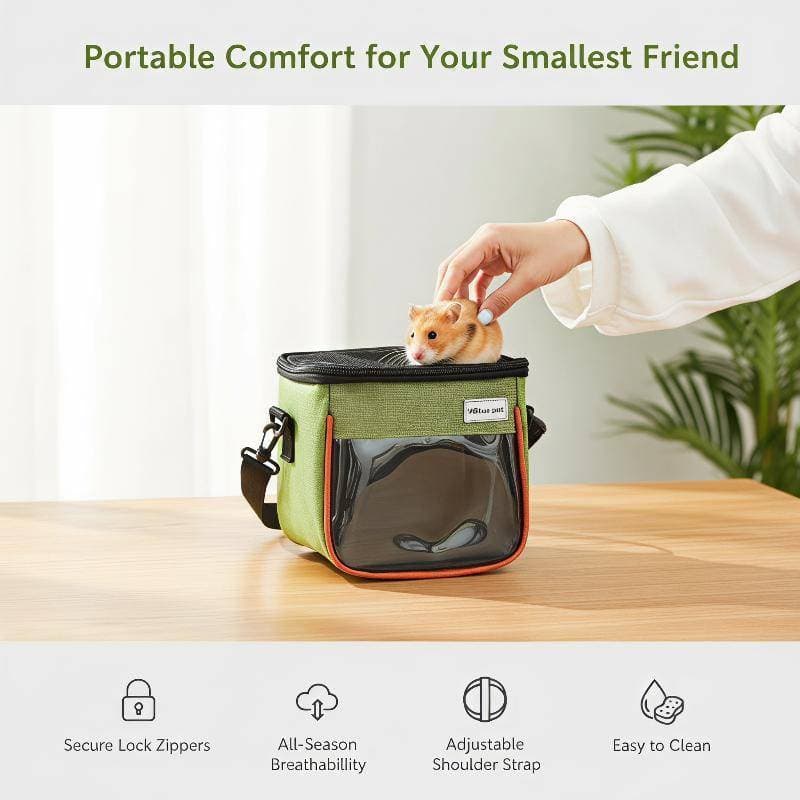 Bolsa Portátil Transparente Para Transporte De Hamster , Respirável Atividades Ao Ar Livre De Chinchila Pequena