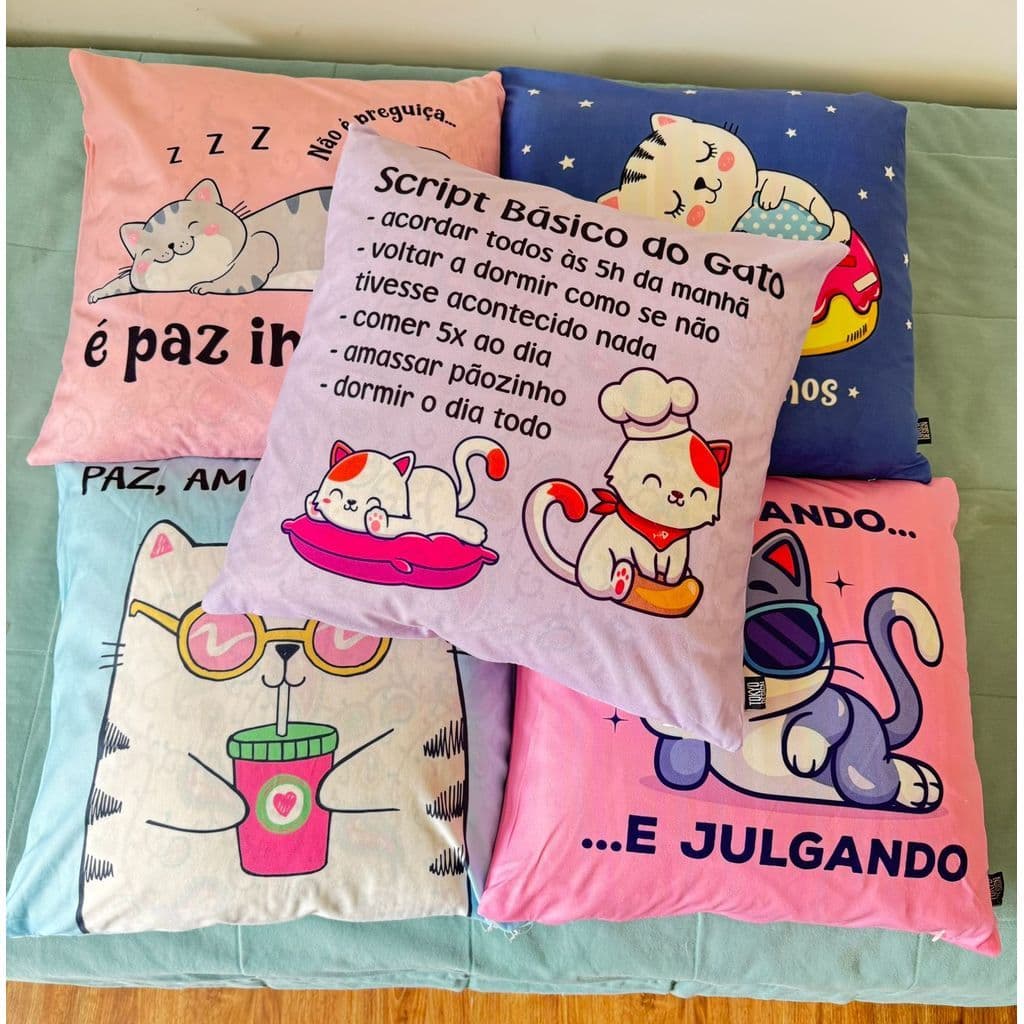 2 Capas De Almofadas Quarto de Meninaa Decorativas 43x43cm Estampada Gatinhos