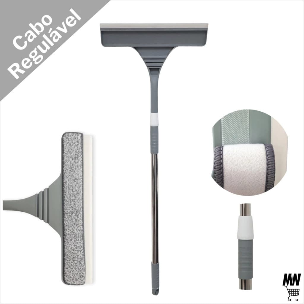 Mop Limpeza Rodo de Vidros Profissional Lava Seca Box, Espelhos, Janelas Sacadas Rodinho