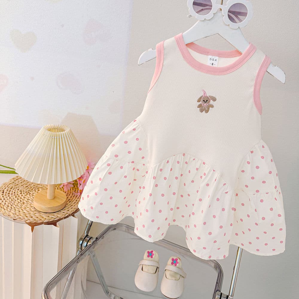 Meninas vestido verão novo estilo estilo coreano Polka Dot Sling vestido