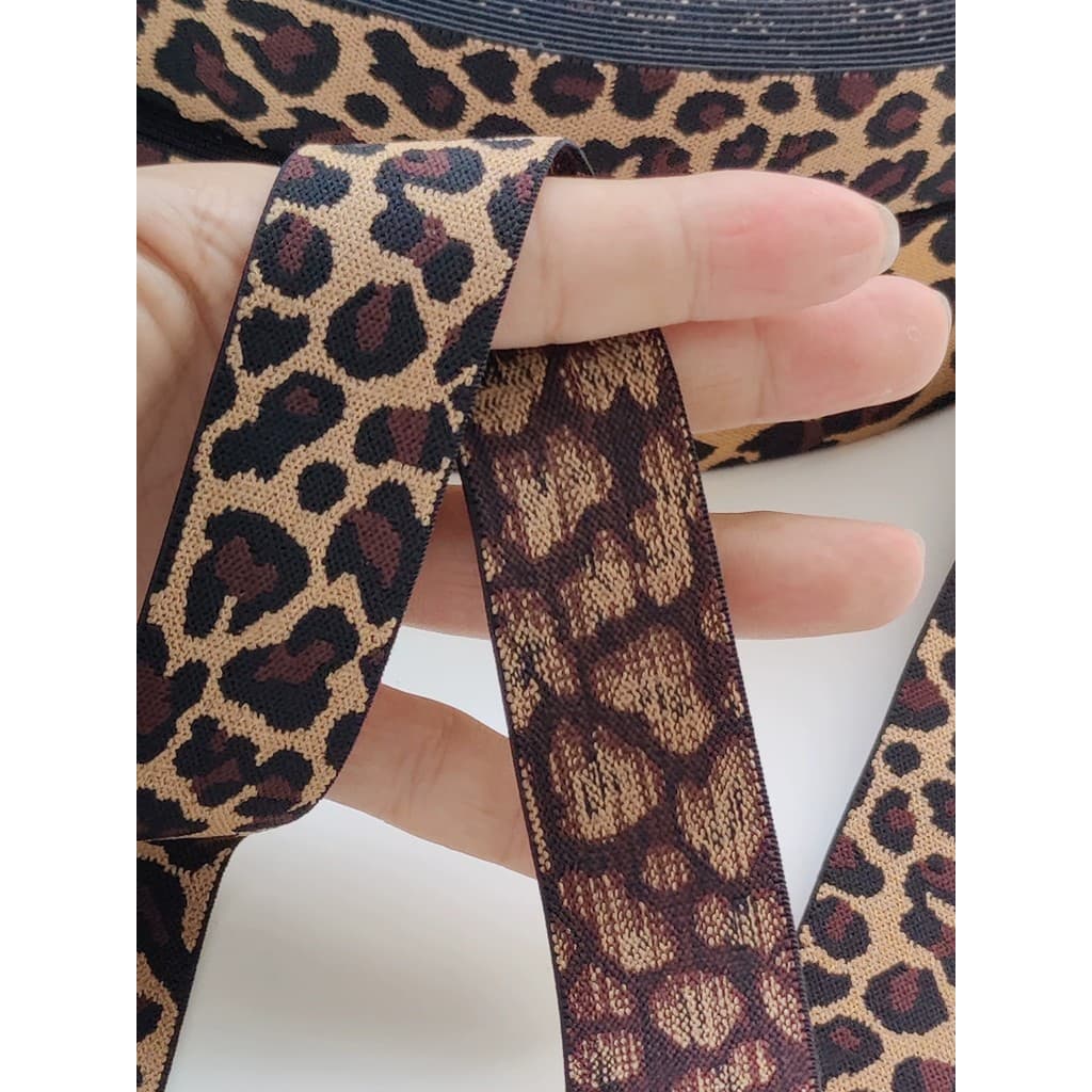 Faixa elástica grossa com estampa de leopardo, faixa de borracha macia, acessórios de roupas, faixa de borracha Jacquard