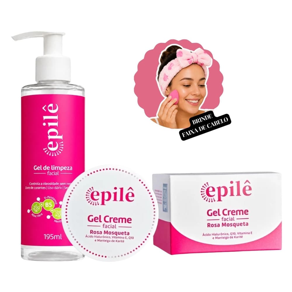 Kit Gel de Limpeza e Gel Creme Facial Rosa Mosqueta Epilê + Brinde
