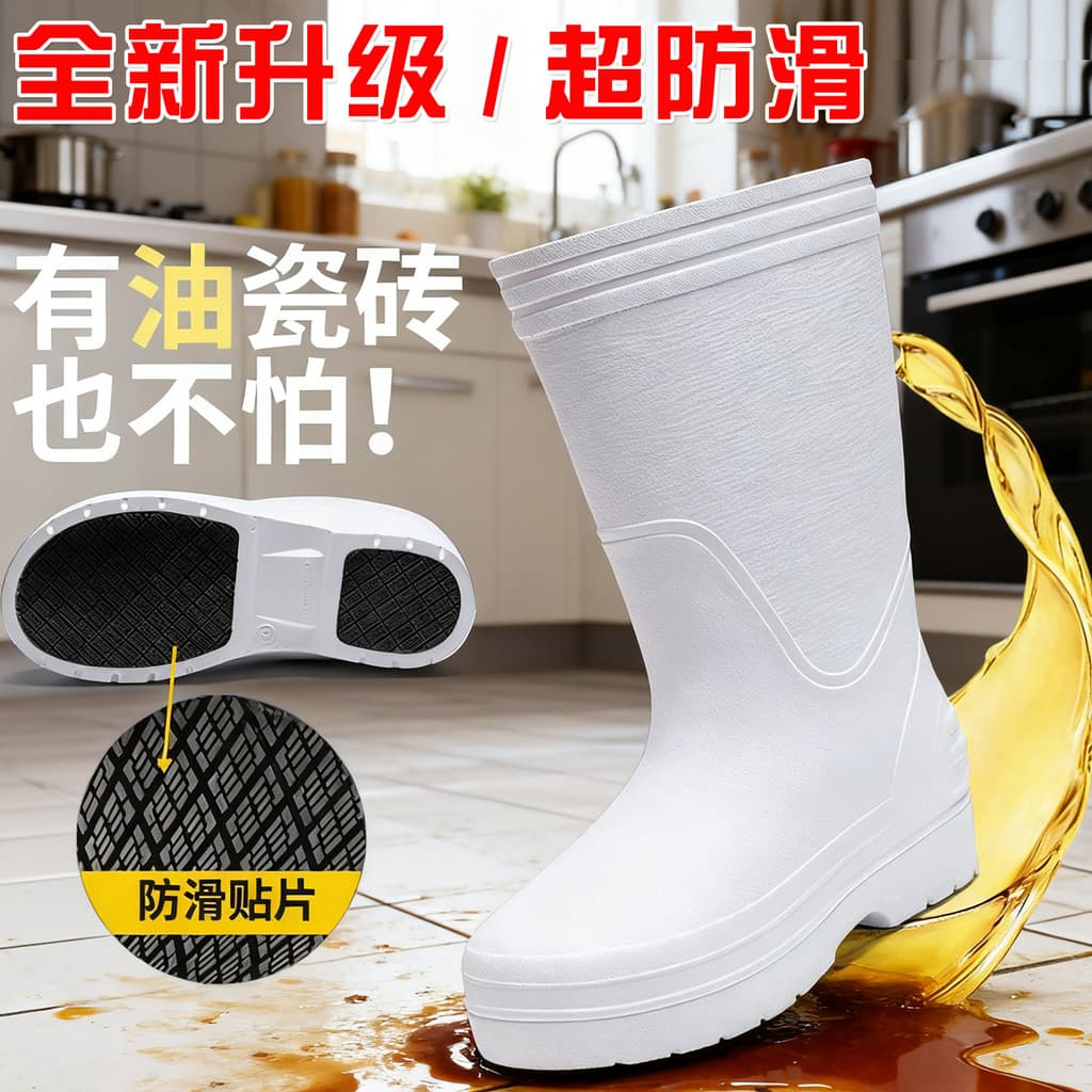 Sapatos de trabalho de fábrica de alimentos tubo alto leve EVA botas sanitárias de alimentos cozinha banheiro cantina à
