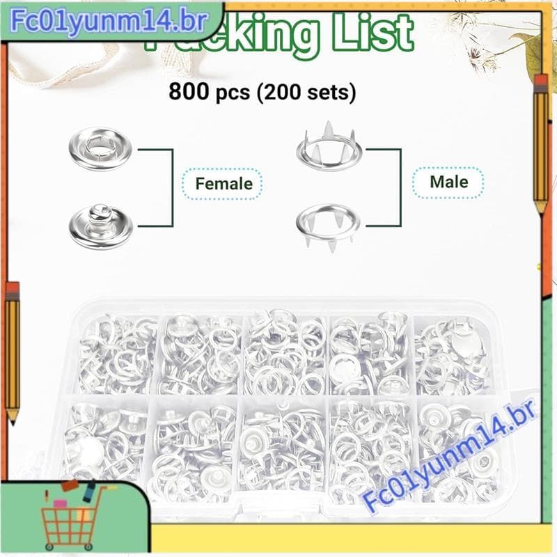 Para Artesanato DIY Botão De Costura Snaps-200 Conjunto Kit De Pressão De Metal , 9.5mm Oco Tecido Com Alicate De Fixaçã