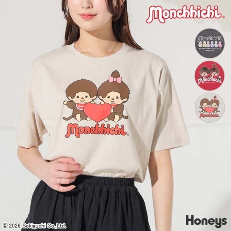 Pronto Estoque Monchi Fashion Street Style Cartoon Padrão Estampado Gola Redonda Manga Curta Masculina E Feminina Casual