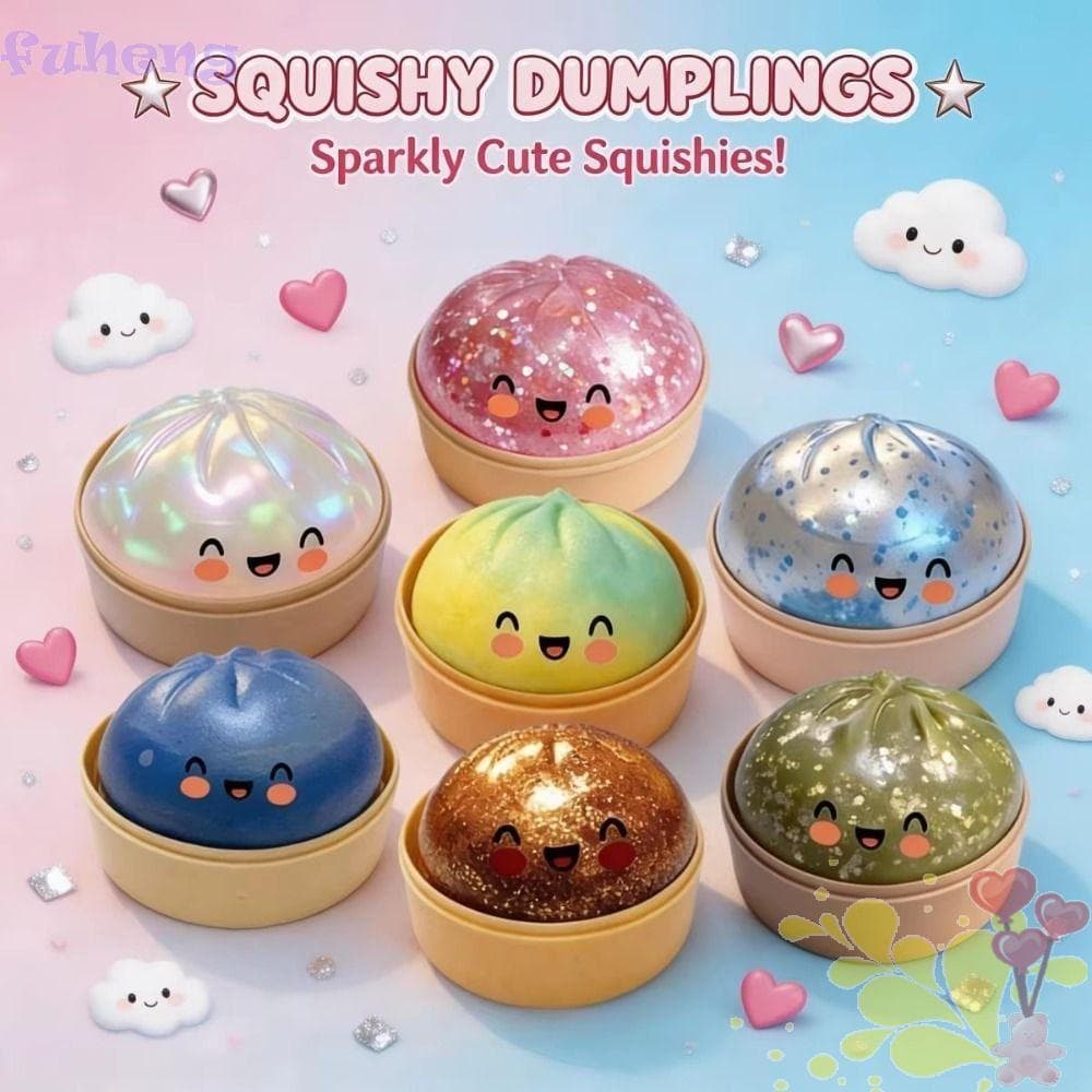 FUHENG Dumpling Squishes , Bolas Sensoriais De Pão Em Forma De Bolinho , Brinquedo Mole Macio E Fofo Brilhante