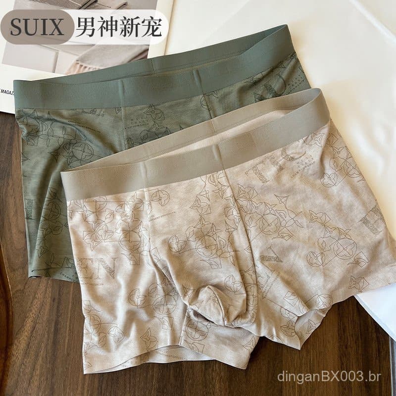 Cuecas Boxer Masculinas de Modal com Forro Respirável, Moda Jovem, 7.21 KP7B