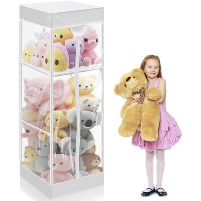 Colingmill Pelúcia de 2 camadas Brinquedo Vertical de 47 polegadas Armazenamento de bichos de pelúcia Rack de armazename