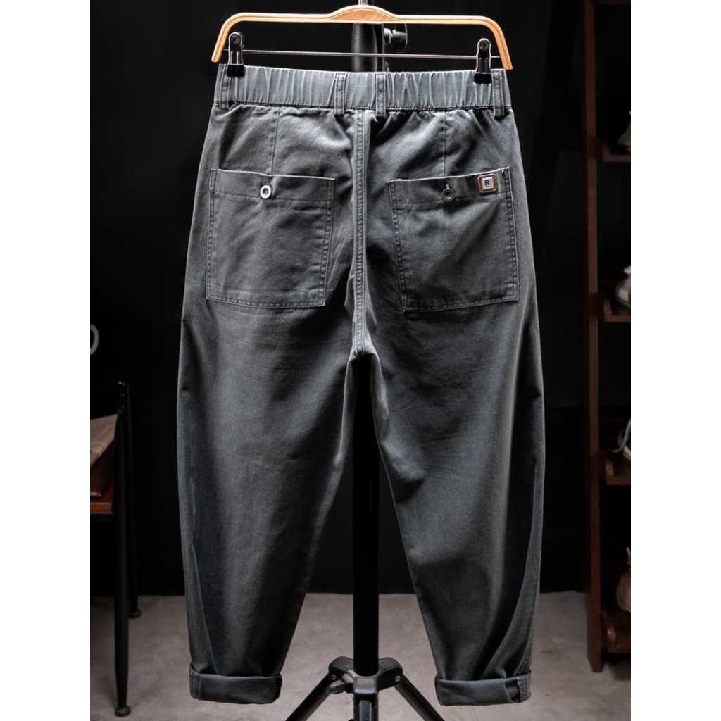 Puro algodão masculino simples solto calças casuais 2024 novo estilo primavera outono Retro All-Match cônico em linha re