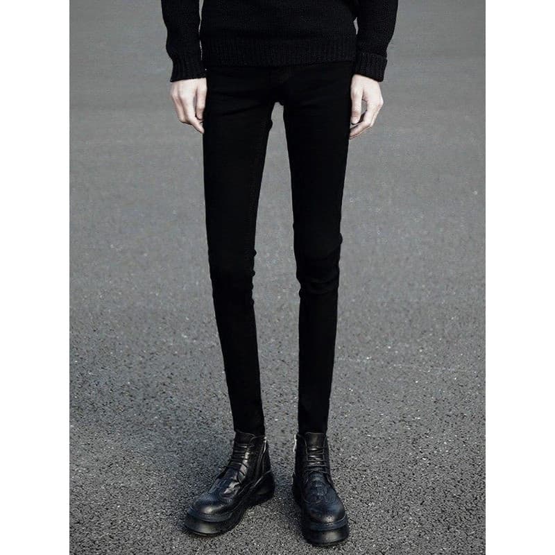 Homens de alta estiramento preto Jeans masculino high Street velo forro engrossado rufião bonito magro versão coreana na