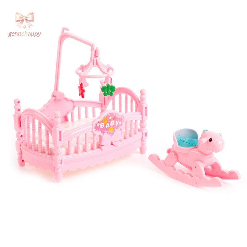 Gentlehappy Cama De Berço Em Miniatura E Cavalo De Madeira Para Crianças Meninas Presente Decoração De Casa De Boneca br