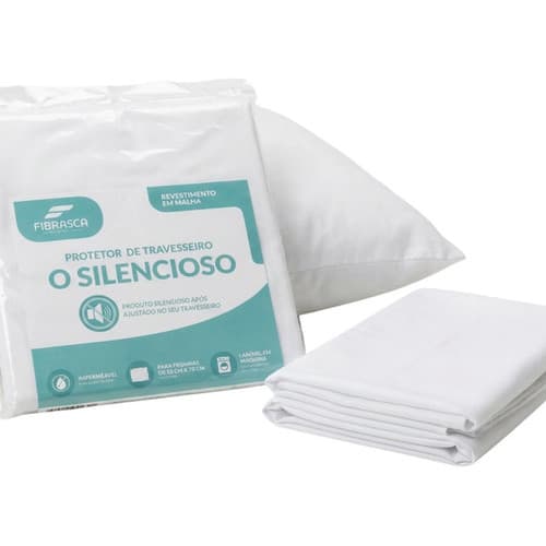 Capa De Travesseiro Impermeável Silenciosa Zíper Fibrasca Branco Lisa - Protetor de Travesseiro