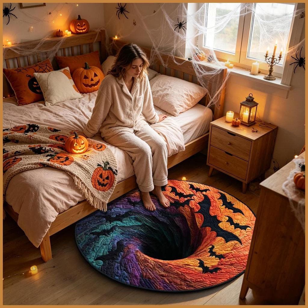 Tapete de banheiro redondo antiderrapante para Halloween, adequado para quartos e salas de estar.
