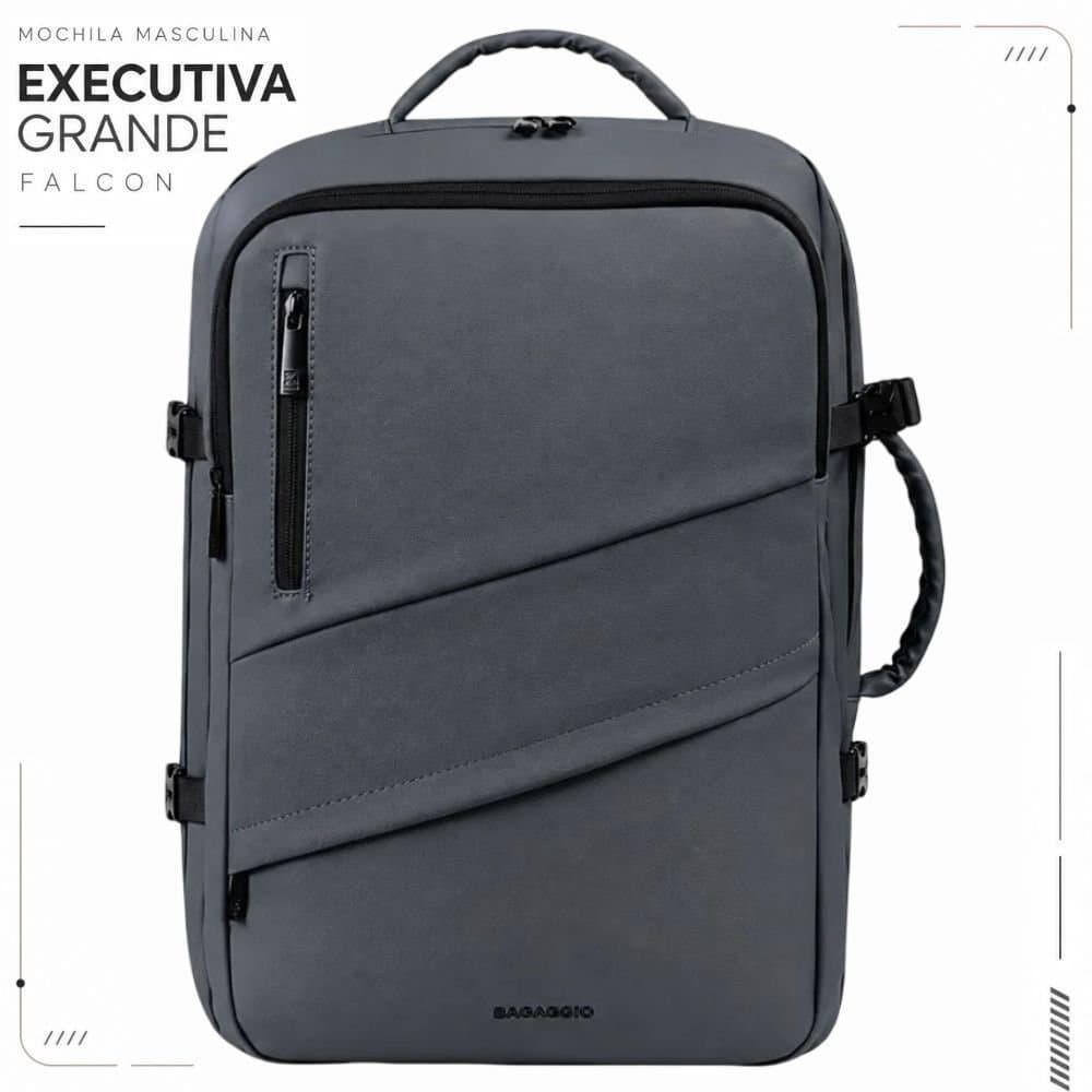 Mochila Masculina Executiva Grande Falcon Cinza Bagaggio