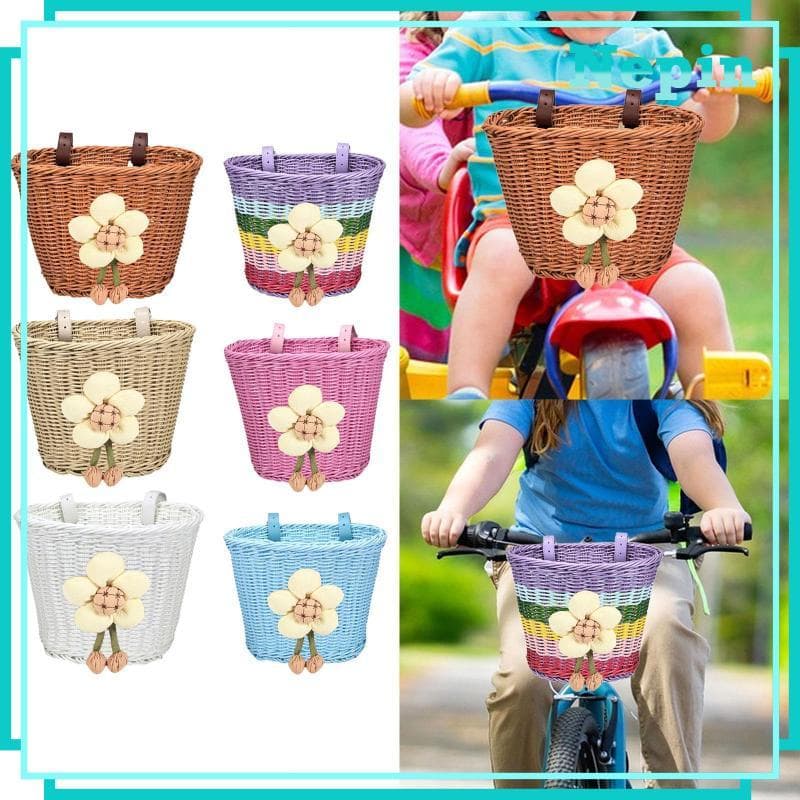 [Nepin] Cesta De Bicicleta Infantil Suspensão Mini Armazenamento De Guiador Com Cintos De Pu Ajustáveis Material Pp Teci