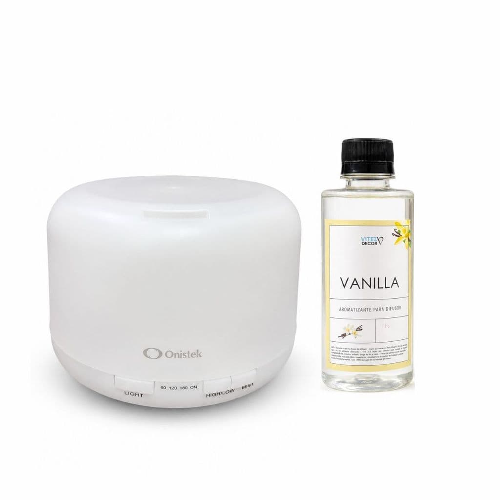 Umidificador e difusor de aromas com led colorido| temporizador + 1 refil aromatizante ml