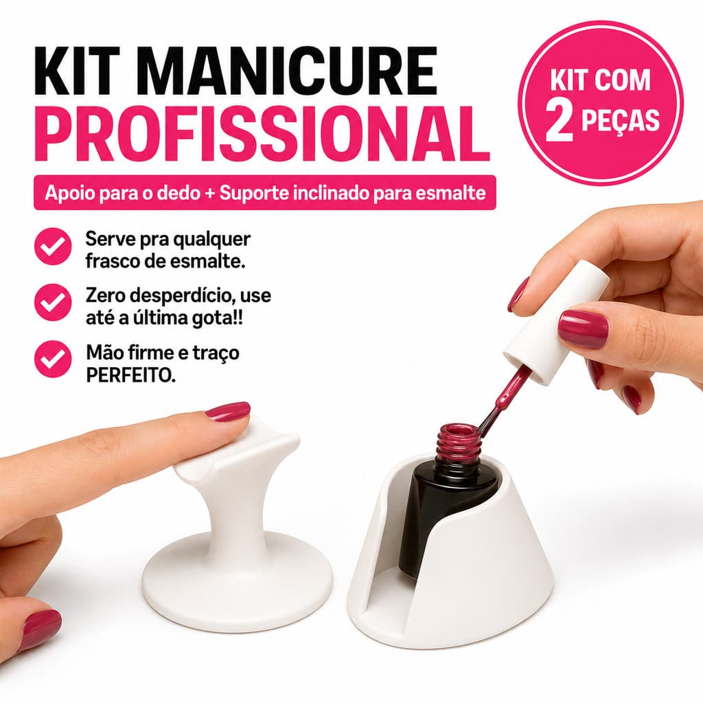 Kit Manicure Profissional Nails Designer Suporte Inclinado para Esmalte e Apoio de Dedo Universal | Uso Doméstico Salão