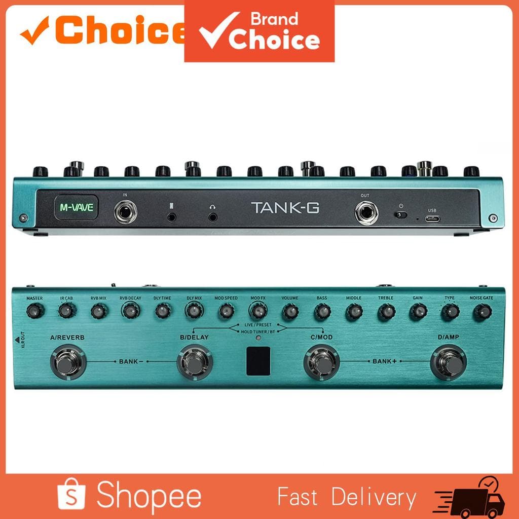 Pedal De Múltiplos Efeitos Para Guitarra M-VAVE Tank G 36 Predefinições 9 Pré-Amplificador 8 Slots De Cabine IR 3 Bandas