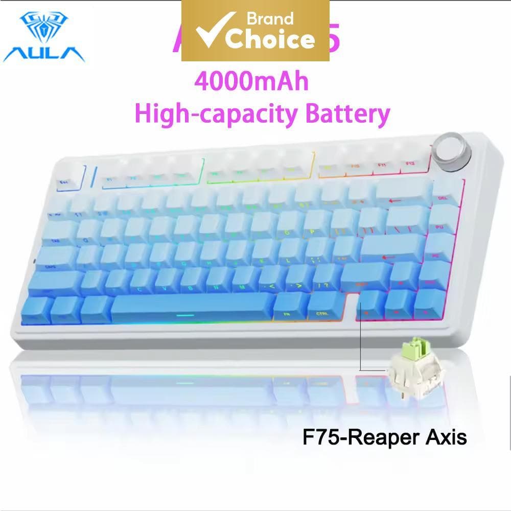 Teclado Mecânico para Jogos Aula F75 Mini Teclado Bluetooth Sem Fio com Botão RGB