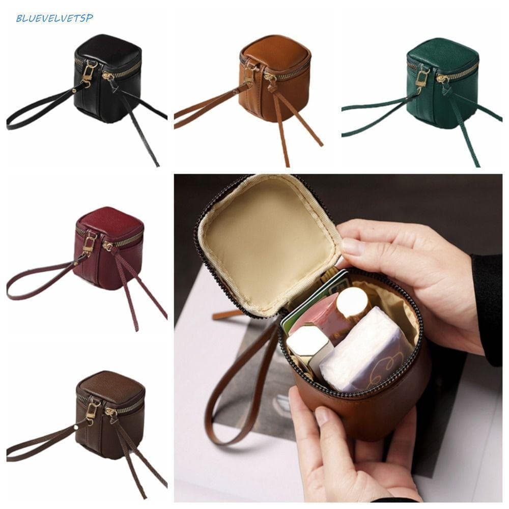 Carteira Com Zíper BLUEVELVETSP , Bolsa Quadrada De Couro Para Armazenamento De Batom , Mini Porta-Cartões Cosmética