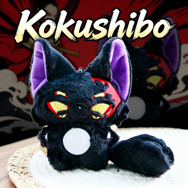 Chaveiro de Pelúcia Gato Kokushibo de Demon Slayer, Boneco de Pelúcia Gato Preto Fofo, Pelúcia de Gato Kokushibo Preto d