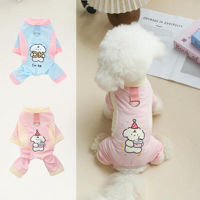 Roupa Fresca e Respirável para Animais de Estimação, Roupa de Seda Gelada para Gatos e Cães, Roupa de Quatro Patas com C