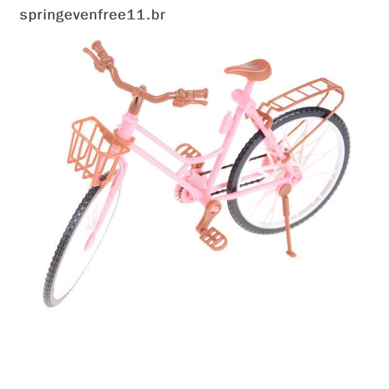 Bicicleta Destacável Rosa Primavera Com Cesta Para Acessórios De Brinquedo De Casa De Boneca 0 0 BR