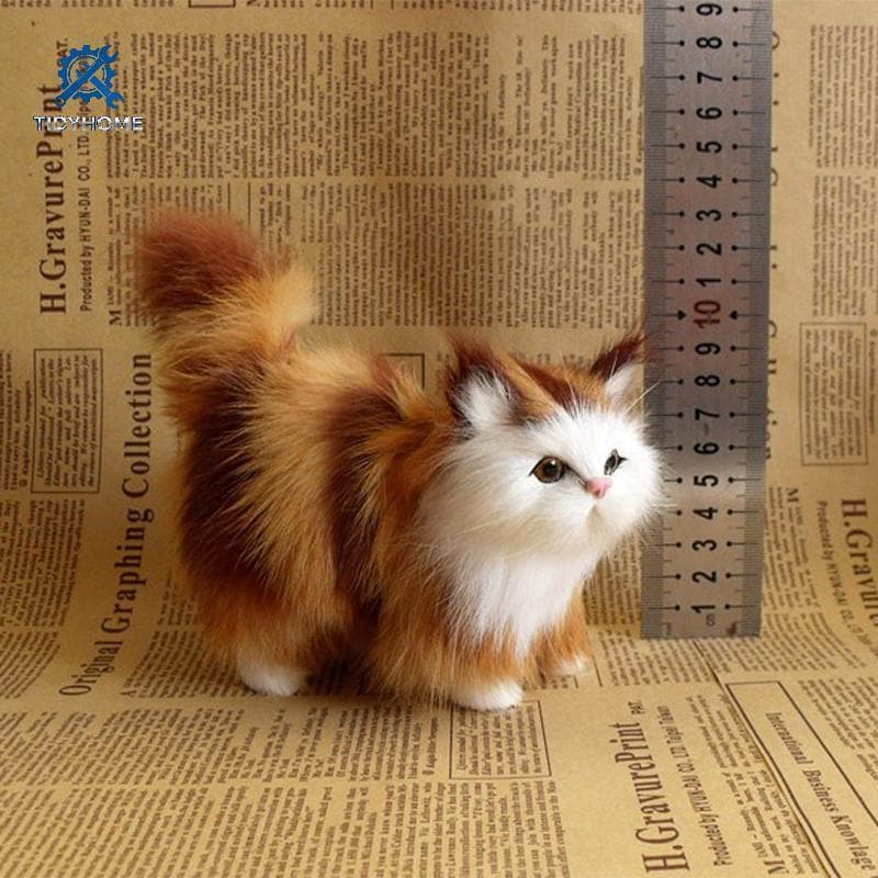 FFBR Bonito Simulação Gato Brinquedos De Pelúcia Macio Gatinho Modelo Falso Realista Animais Para Crianças Meninas Anive