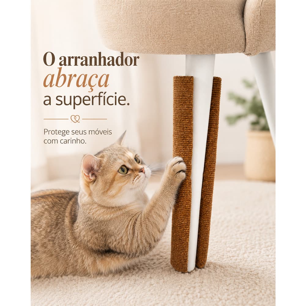 Kit 2 Arranhador Para Gatos Tubo Multiuso P/ Cadeiras Brinquedo Interativo Para Gatos Protetor de Moveis