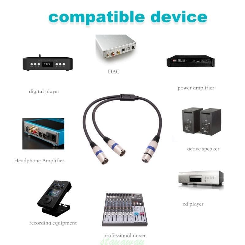 SRA XLR Divisor Microfone Para Remendo 3 Pinos Fêmea Duplo-Macho Y Adaptador-Ca