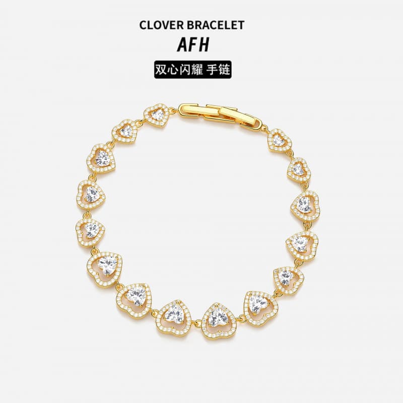 Pulseira de zircão em formato de coração, Design de alta qualidade, estilo leve e luxuoso, presente de aniversário exclu
