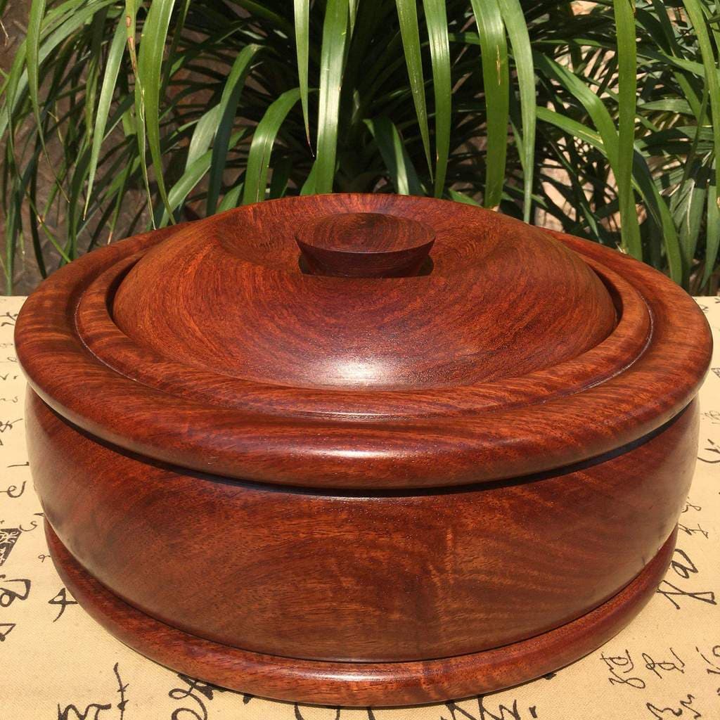 Jarra de oito tesouros de mogno, jacarandá birmanês, frutas grandes, sândalo vermelho, jarra de armazenamento retrô de m