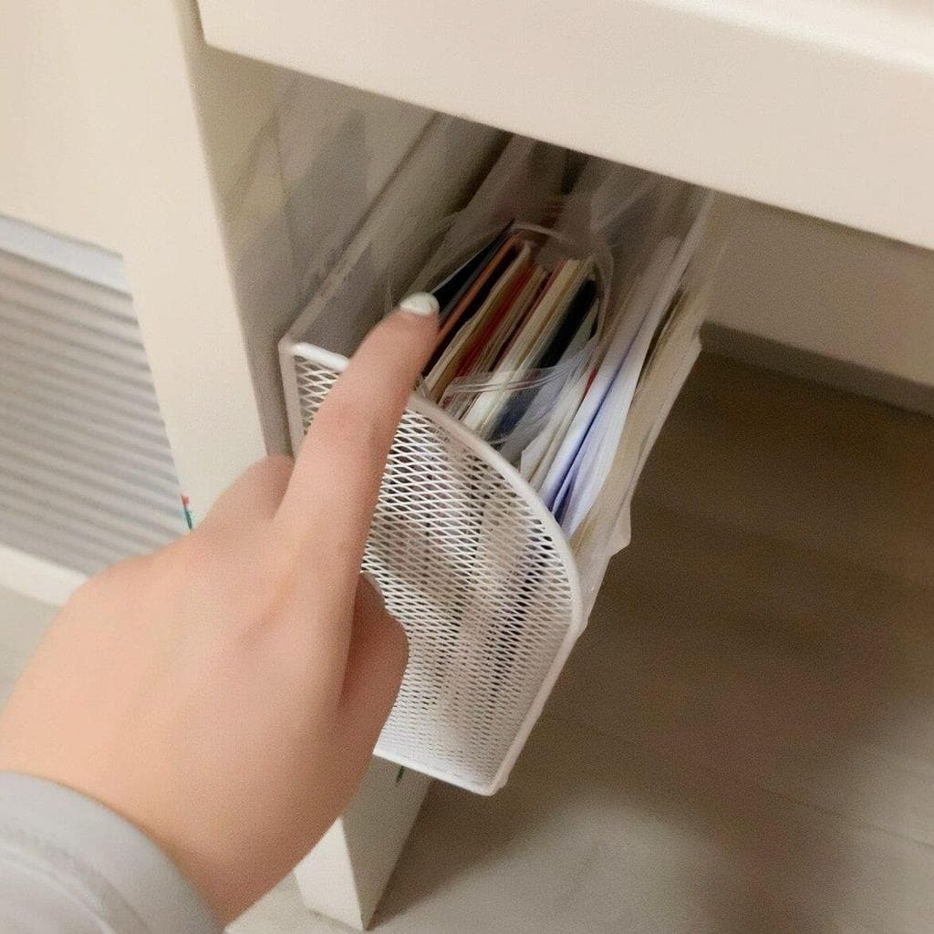 Prateleira de mesa sob a parede sob a mesa Prateleira de armazenamento lateral Puxável perfurado portátil organizador de