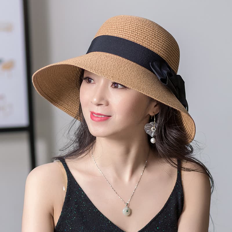 Chapéu feminino verão guarda-sol chapéu de palha aba grande protetor solar chapéu feminino 2025 novo estilo dobrável cha