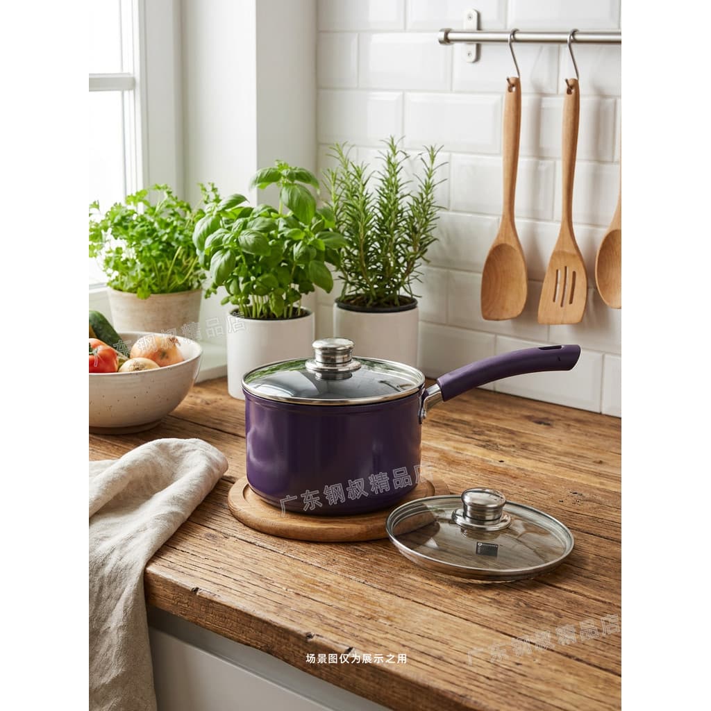 Meiya Farberware Series Panela antiaderente de 18 cm com alça única Pote de leite 2.8L Panela de sopa pequena única sem