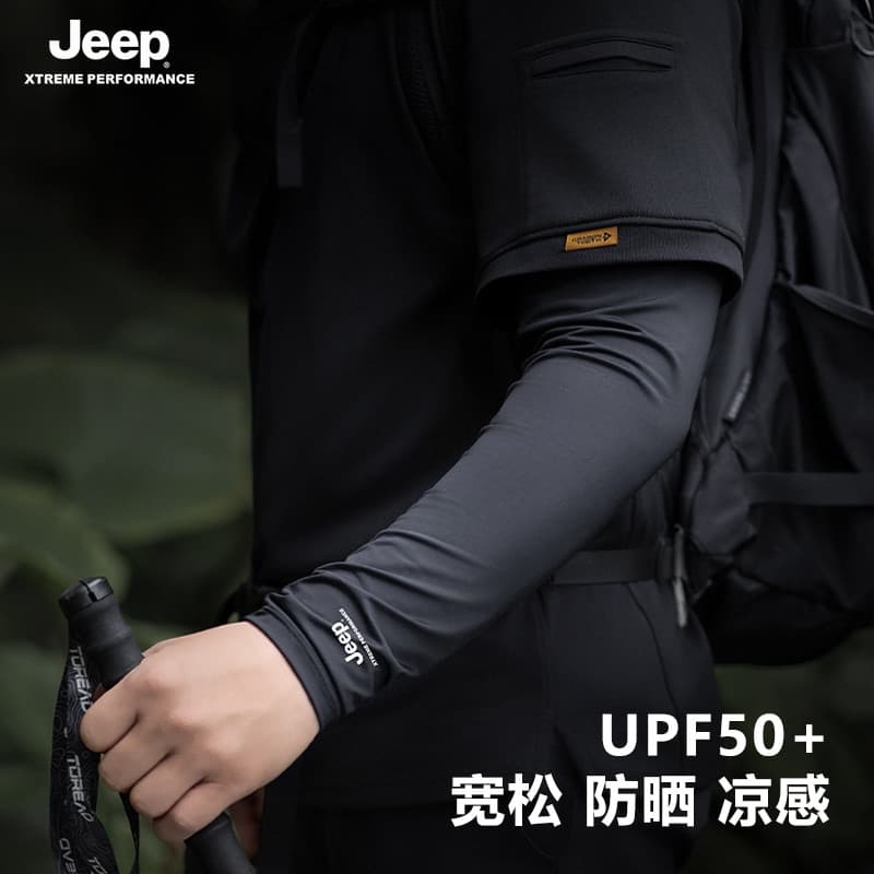 JEEP Protetor Solar Manga Homens Verão Seda Gelo Fina Ao Ar Livre Solto Braço Proteção Manga Gelo Ciclismo Pesca Proteto